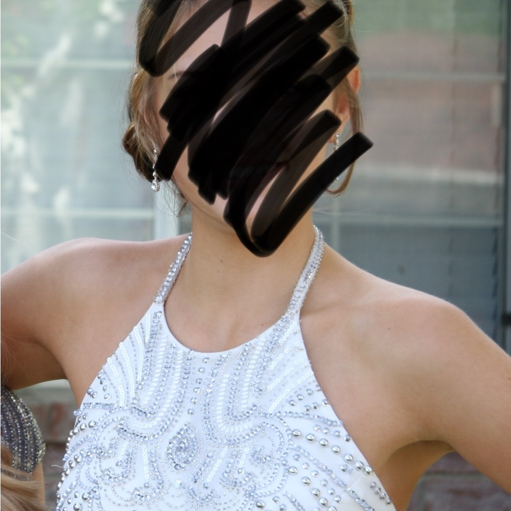 Silver sequin two piece prom dress - Picture 2 of 12